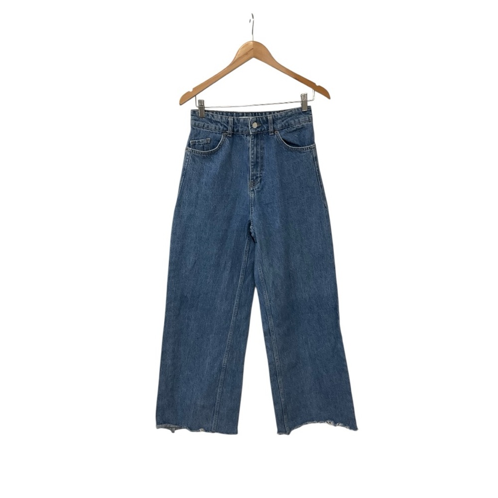 Zara Crop High Rise Wide Leg Jeans 6
